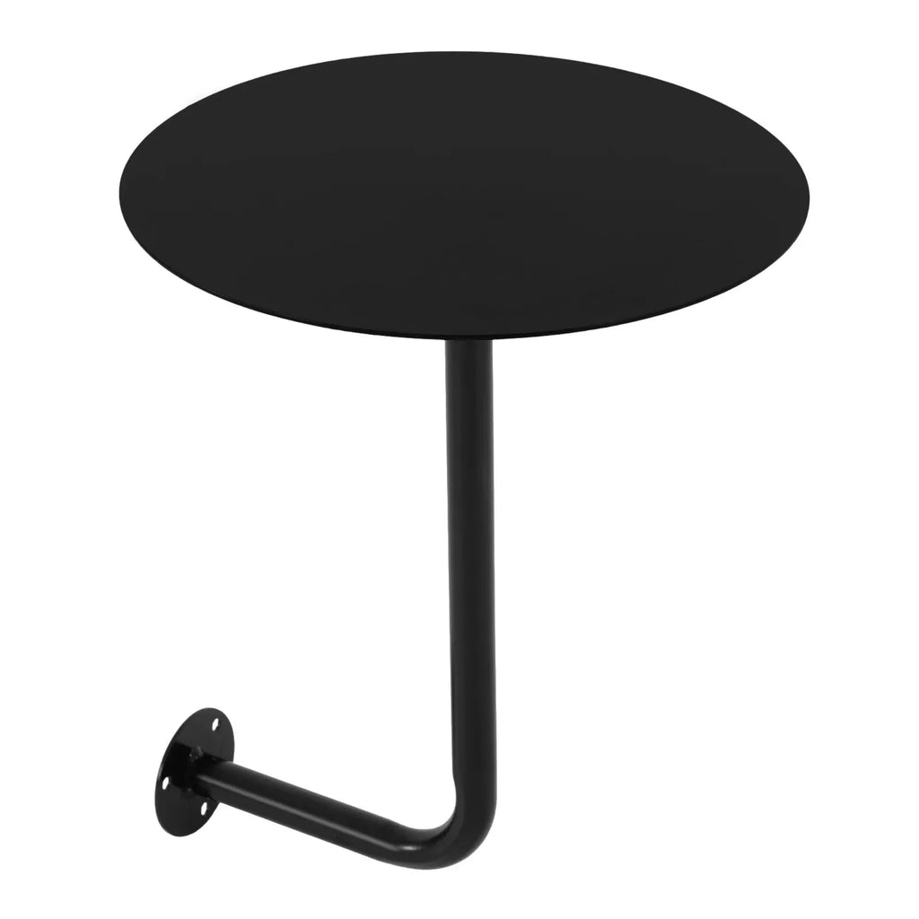 Wall Mounted L-Shaped Round Black Bar Table Space-Saving Table- Ideal for Coffee, Pub & Counter Use At Bar Height