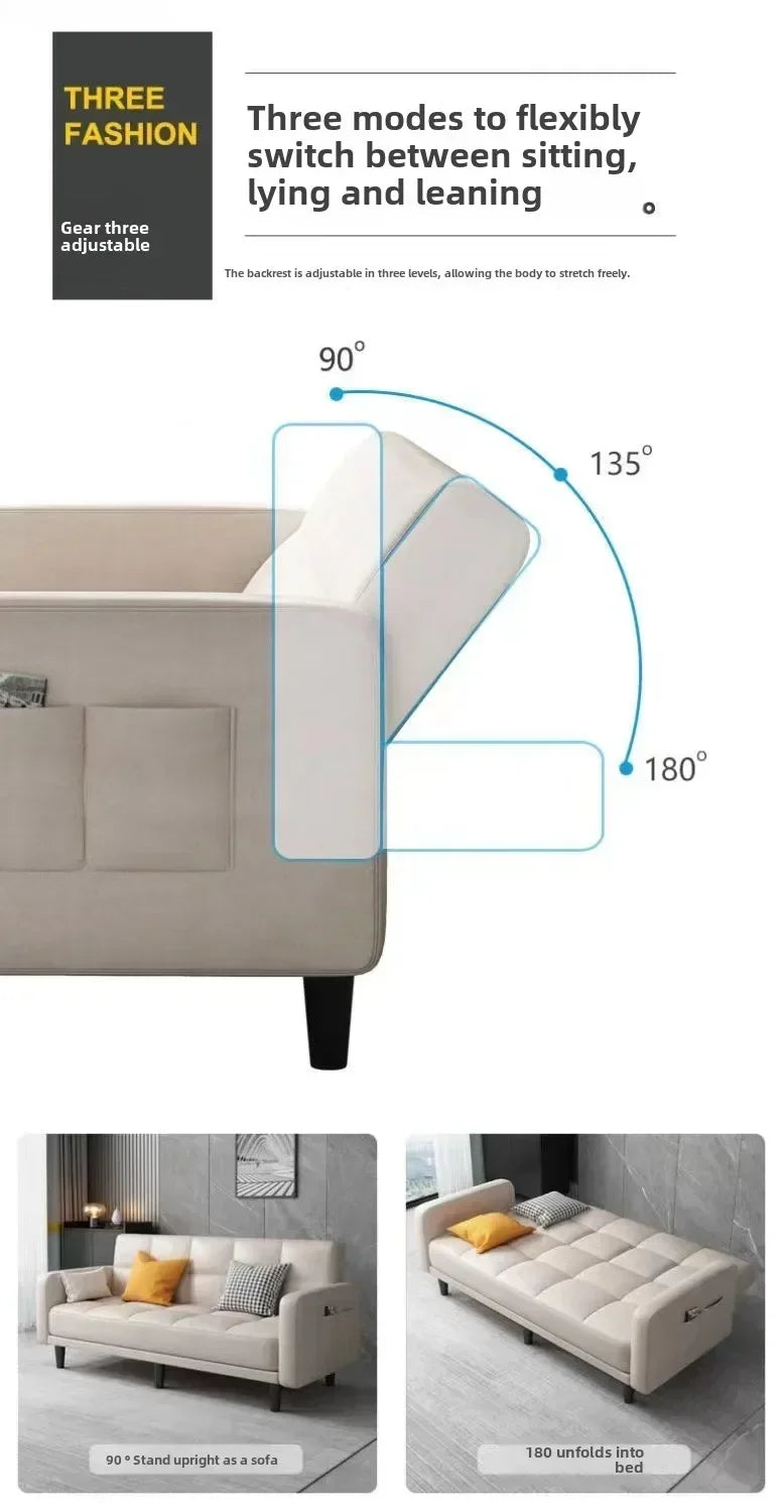 Sofa living room Small apartment rental room Folding sofa bed Single double bedroom Simple modern apartment Fabric sofa