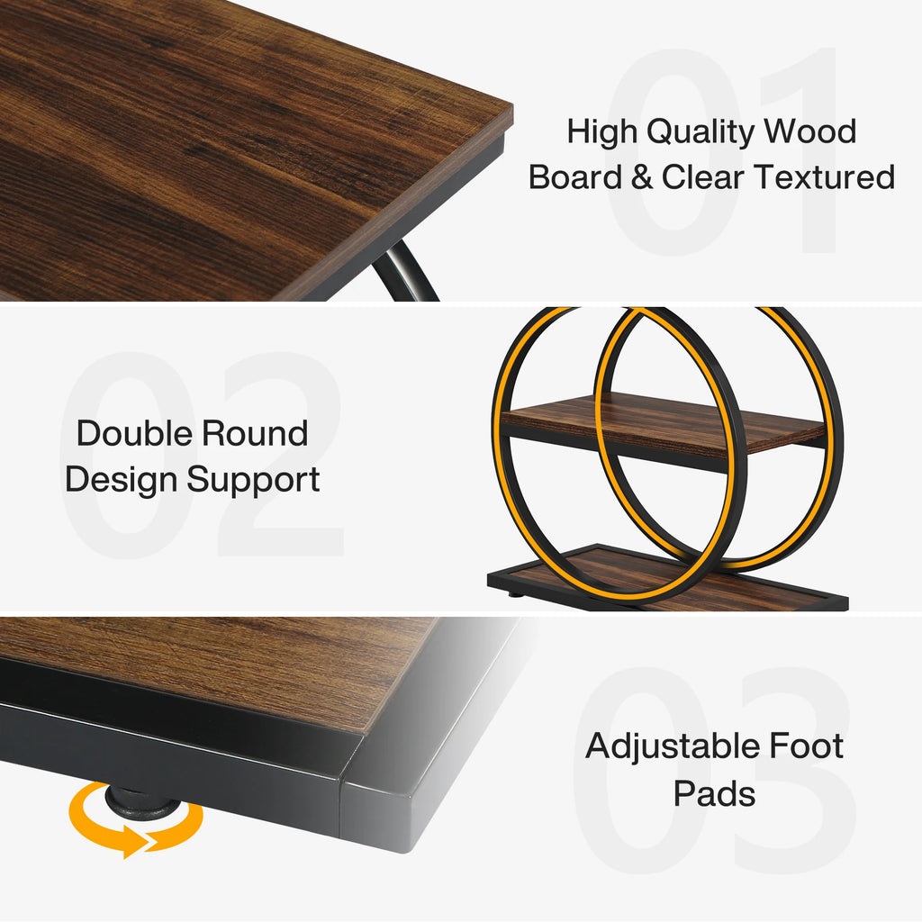 Tribesigns End Table, Narrow End Table with 3 Storage Shelves, Wooden Side Table, Industrial Small Sofa Side Table
