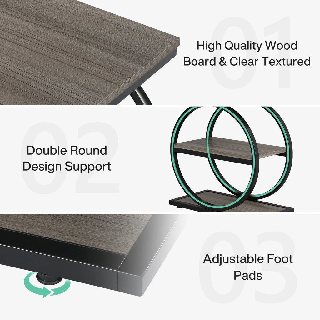 Tribesigns End Table, Narrow End Table with 3 Storage Shelves, Wooden Side Table, Industrial Small Sofa Side Table